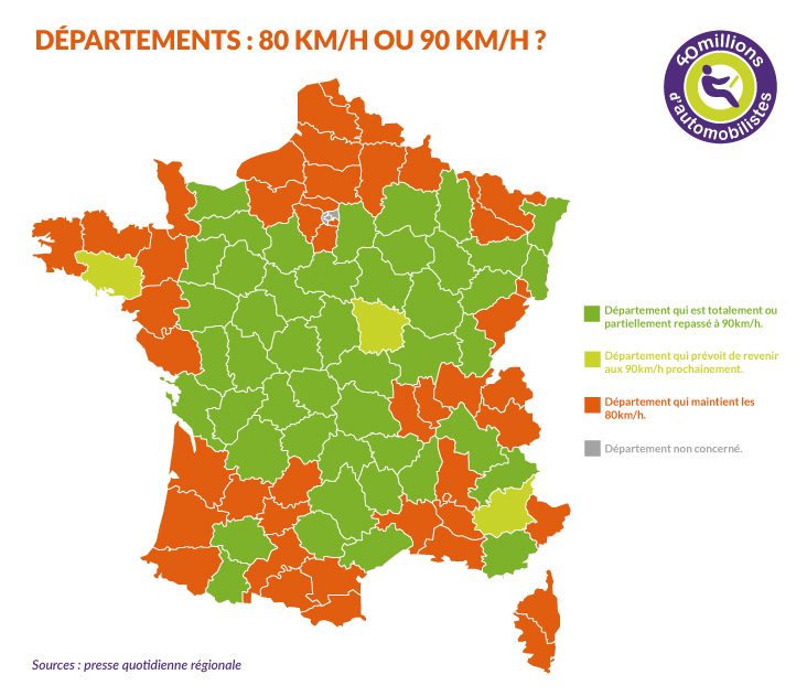 Carte 80 km 90 departements